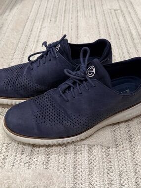 Cole Haan Navy Perforated Derby Sneakers